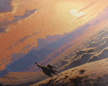 Load image into Gallery viewer, Desert Wall Art, Sunset Wall Print, Cowboy, Horse Art, Panoramic Art, Wall Art, Canvas Art, Landscape Art, Western Wall Decor, Gift For Men
