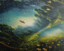 Load image into Gallery viewer, Enchanted Forest, Wildflower Meadow, Butterfly Art, Panoramic Art, Wall Art, Canvas Art, Landscape Art, Landscape Print, Nursery Wall Art
