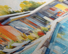 Load image into Gallery viewer, Architecture Art, Midcentury Modern, House Portrait, Watercolor House, Panoramic Art, Wall Art, Canvas Art, Landscape Art, Realtor Gift
