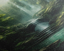 Load image into Gallery viewer, Enchanter Forest, Waterfalls Wall Art, Fantasy Artwork, Canvas Print, Wall Art, Vertical Print, Video Game Art, College Dorm Decor
