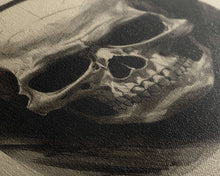 Cargar imagen en el visor de la galería, Charcoal Drawing, Human Skull, Gothic Art Print, Spooky Decor, Canvas Print, Wall Art, Vertical Art, Gaming Wall Decor, Office Wall Decor
