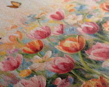 Load image into Gallery viewer, Tulip Field Wall Art, Flower Wall Print, Colorful Art, Butterfly Art, Canvas Print, Wall Art, Vertical Print, Birthday Gift, House Wall Art
