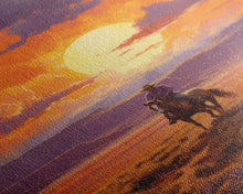 Load image into Gallery viewer, Cowboy Wall Art, Western Decor, Sunset Wall Art, Desert Art, Canvas Print, Wall Art, Vertical Art, Boys Bedroom Decor, Ranch Wall Art
