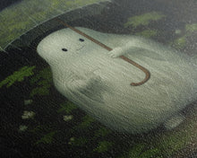 Carregar imagem no visualizador da galeria, Ghost Holding an Umbrella In The Rain, Vintage Halloween Canvas Print, Framed Canvas, Halloween Wall Art, Dark Academia, Spooky Haunted
