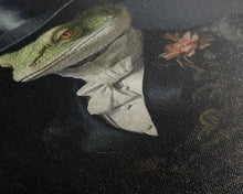 Load image into Gallery viewer, Dark Academia Victorian Gothic Gecko Art, Framed Canvas Print or Canvas, Halloween Art, Spooky Decor, Halloween Decoration, Witch Familiar

