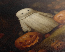 Load image into Gallery viewer, Cute Lil Boo, Ghost Art, Framed Canvas Print, Halloween Canvas Art, Horror Prints, Gothic Victorian Halloween Decor, Cute Ghost
