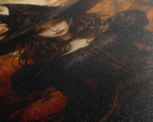 Load image into Gallery viewer, Beautiful Gothic Witch Art, Framed Halloween Canvas, Canvas Print, Spooky Halloween Wall Art, Halloween Deco, Witchy Art Pumpkin Patch Witch

