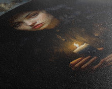 Load image into Gallery viewer, The Witch And The Candle, Gothic Victorian Art, Framed Canvas Print, Halloween Canvas, Halloween Decoration, Dark Academia Gothic Art
