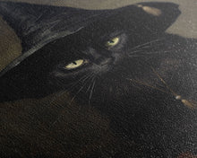 Carregar imagem no visualizador da galeria, Cute Witch&#39;s Familiar Cat Halloween Art, Cat Witch, Cat Painting, Cute Cat Print, Halloween Decor, Black Cat Print, Framed Canvas / Canvas
