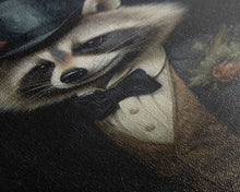 Load image into Gallery viewer, Distinguished Dapper Gentleman Raccoon, Funny Animal Prints, Humorous Art, Framed Canvas, Wall Art, Canvas Print, Funny Halloween Decor
