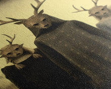 Load image into Gallery viewer, The Cult Of The Deer, Creepy Halloween Wall Art, Framed Canvas Print, Occult Art, Dark Academia, Creepy Photography
