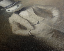 Load image into Gallery viewer, Ghost Wearing A Top Hat, Victorian Gentleman Ghost, Framed Canvas Print, Halloween Canvas Art, Unique Spooky Decor, Gothic Dark Academia Art
