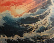 Carregar imagem no visualizador da galeria, Asian Art, Japanese Wall Art, Ocean Waves, Sunset Art, Canvas Print, Wall Art, 3 Piece Wall Art, Trendy Wall Art, Modern Art Prints
