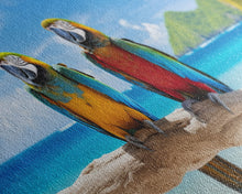 Cargar imagen en el visor de la galería, Parrot Wall Art, Tropical Wall Art, Beach Art Print, Seascape Print, Canvas Print, Wall Art, 3 Piece Wall Art, Apartment Wall Decor
