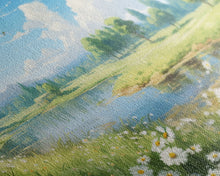 Carregar imagem no visualizador da galeria, Beautiful Spring Meadow Landscape Painting 3 Piece Set, Spring Centerpiece Art, Original Oil Painting Wall Art, Minimalist Whimsical Decor
