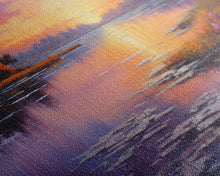 Carregar imagem no visualizador da galeria, Beautiful 3 Piece Wall Art, Framed Canvas Print, 3 Piece Set, Lake House Decor, Sunset Over The Purple Marsh, Above Sofa Art

