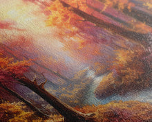 Carregar imagem no visualizador da galeria, Beautiful Fall Centerpiece Art, Framed Canvas Print, 3 Piece Art, Thanksgiving Centerpiece, Above Sofa Art, Fall Finds, Landscape Painting
