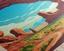 Carregar imagem no visualizador da galeria, Arches National Park Utah Travel Art, National Park Print, Minimalist Travel Art, Midcentury Modern Style Landscape Painting
