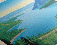 Load image into Gallery viewer, Crater Lake National Park Oregon Travel Art, National Park Print, Minimalist Travel Art, Midcentury Modern Style Landscape Painting
