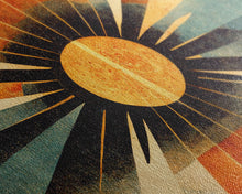 Carregar imagem no visualizador da galeria, Abstract Midcentury Modern Sunburst, Art Deco Style art, sun with rays, sun burst, boho style, 3 Piece Wall Art, Ready To Hang Canvas Print
