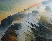 Carregar imagem no visualizador da galeria, Beautiful Watercolor Landscape, Ready To Hang Canvas Print, Panoramic Art, Above Sofa Wall Art
