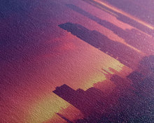 Load image into Gallery viewer, Cyberpunk Cityscape, Ready To Hang Canvas Print, Panoramic, Cyberpunk Concept Art, Cityscape at Sunset, Cool mancave art, Purplewave
