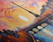 Load image into Gallery viewer, Eiffel Tower Abstract Paris France Panoramic Framed Canvas Print, Van Gogh Inspired Original Painting, Colorful Wall Art
