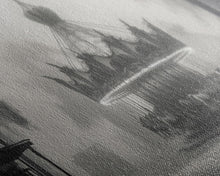 Load image into Gallery viewer, Creepy Carousel / Merry Go Round Wall Art, Framed Canvas Print, Black And White Art
