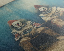 Load image into Gallery viewer, Clown Art, Clown Print, Canvas Print, Wall Hanging, Portrait Art, Halloween Wall Decor, Spooky Room Decor, Moody Wall Art, Horror Decor
