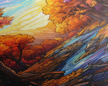 Carregar imagem no visualizador da galeria, Beautiful Fall Decor, Framed Canvas Print, Mosaic / Stained Glass Style Painting, Gliclee Print, Autumn Decor, Thanksgiving Decorations
