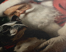 Carregar imagem no visualizador da galeria, Santa Claus And His Boston Terrier, Christmas Wall Art, Dog Gift, Christmas Dog, Winter Wall Art, Santa Decor, Santa Art Print, Cute Dog
