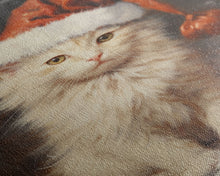 Cargar imagen en el visor de la galería, Christmas Cat In A Christmas Hat, Farmhouse Christmas, Farmhouse Decor, Framed Canvas Print, Seasonal Wall Art, Winter Decor, Christmas Art
