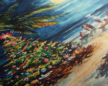 Carregar imagem no visualizador da galeria, A Beach Christmas Framed Canvas Print, Christmas Painting, Tropical Beach Xmas Decor
