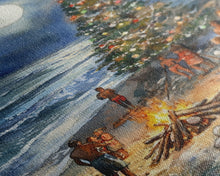 Cargar imagen en el visor de la galería, Christmas At The Beach, Framed Canvas Print, Christmas Decor, Christmas Art, Christmas Art Prints, Tropical Christmas, Beach House Art
