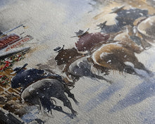 Load image into Gallery viewer, Cowboys Riding Into Town On Christmas, Western Christmas Decor, Framed Canvas Print, Christmas Outdoor Decor, Christmas poster
