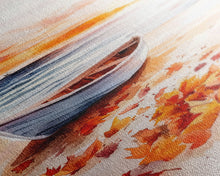 Carregar imagem no visualizador da galeria, Canoe On A Serene Fall Lake, Framed Canvas Print, Autumn Decor, Fall Wall Art, Fall Poster, Autumn Prints Wall Art
