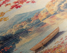 Carregar imagem no visualizador da galeria, Canoe On A Serene Fall Lake, Framed Canvas Print, Autumn Decor, Fall Wall Art, Fall Poster, Autumn Prints Wall Art
