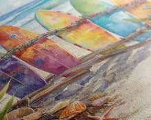 Cargar imagen en el visor de la galería, Christmas Surfboards On A Snowy Beach, Framed Canvas Print, Tropical / Nautical Christmas Art or Gift Idea, Christmas Poster
