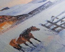 Cargar imagen en el visor de la galería, Christmas On The Farm, Winter Wall Art Framed Canvas Print, Gift Idea, Seasonal Decor, Barn Painting, Farmhouse Art
