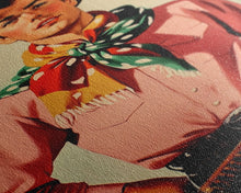 Load image into Gallery viewer, Cowboy Christmas Wall Art Canvas Print with Autumn Leaves, Seasonal Holiday Decor and Gift Idea 2024
