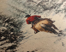 Load image into Gallery viewer, Cowboy on Horseback in Golden Autumn Trees Framed Canvas Print Rustic Christmas Wall Art Fall Decor Country Christmas Gift Seasonal Wall Art
