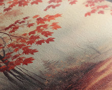 Load image into Gallery viewer, Framed Canvas Print of Autumn Path with Fall Leaves, Seasonal Wall Art, Modern Farmhouse, Gift Idea, Rustic Fall Decor, Autumn Landscape
