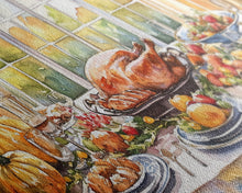 Load image into Gallery viewer, Framed Canvas Print Autumn Thanksgiving Dinner Table Art with Pumpkins, Perfect Fall Home Decor, Seasonal Wall Art, and Gallery Wall Piece
