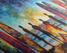 Carregar imagem no visualizador da galeria, Canvas Print Beach Bonfire with Surfboards Under Stars, Coastal Christmas Art, Tropical Holiday Wall Art, Beach Christmas Decor
