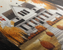 Carregar imagem no visualizador da galeria, Fall farmhouse pumpkin decor, autumn country home art, rustic fall wall print seasonal wall decor, framed canvas print, autumn farmhouse art
