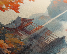 Carregar imagem no visualizador da galeria, Autumn Japanese Lake House Canvas Print | Fall Wall Art Home Decor | Seasonal Fall Art | Gift Idea | 2024 Autumn Home Wall Art
