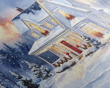 Load image into Gallery viewer, Cozy Winter House with Snowy Landscape, Christmas Decor, Framed Canvas Print, Farmhouse Christmas Decor, Seasonal Wall Art, Gift Idea
