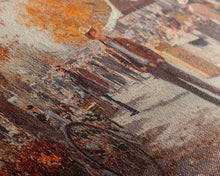 Load image into Gallery viewer, Cowboy in green jacket, snow-capped mountains trees, Framed Canvas Print, tall western Christmas wall art, winter decor, colorful landscape
