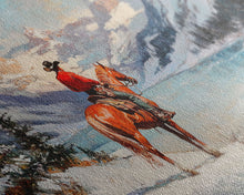 Load image into Gallery viewer, Cowboy on horseback near hay bale outside rustic barn, snow-covered landscape, Framed Canvas Print, winter wall art, rustic farmhouse decor
