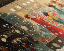 Cargar imagen en el visor de la galería, Christmas Window Shopping Scene Framed Canvas Print, Nostalgic Winter Holiday Wall Art Decor, Best Christmas Gift Idea, City Christmas Decor
